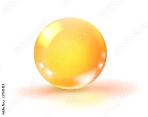 Golden ball. Realistic transparent organic omega oil