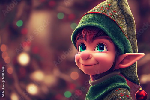 Christmas elf 3d illustration. Generative AI