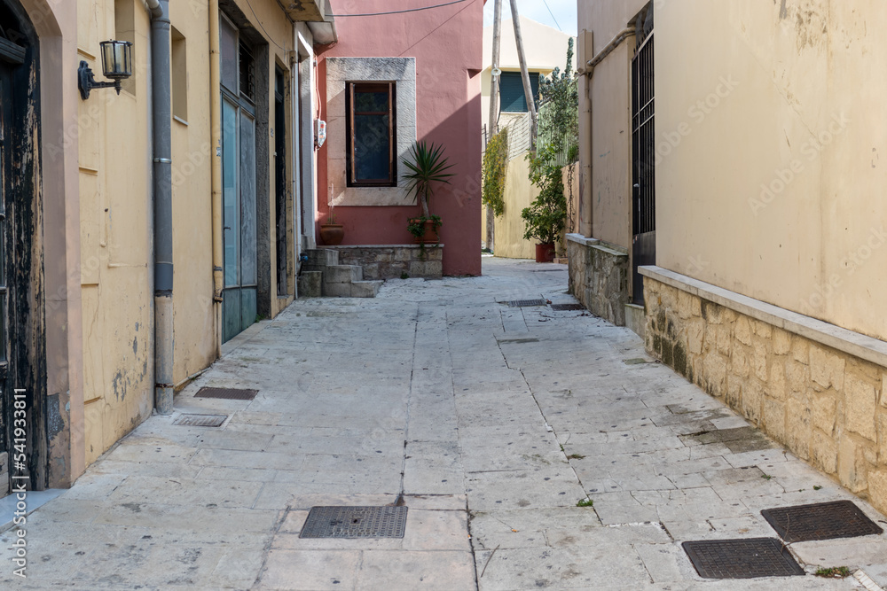 Heraklion, Crete-Greece - February 2 2020: Small alley of Archanes, in Crete