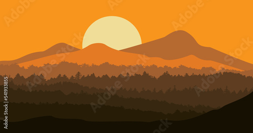 nature background mountains forest land and grass yellow gradation