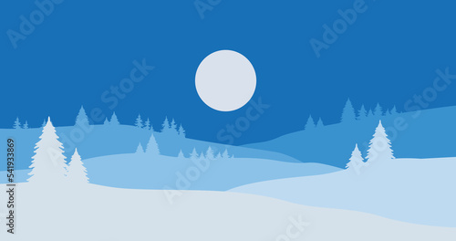 nature background mountains hills and snowy pine trees