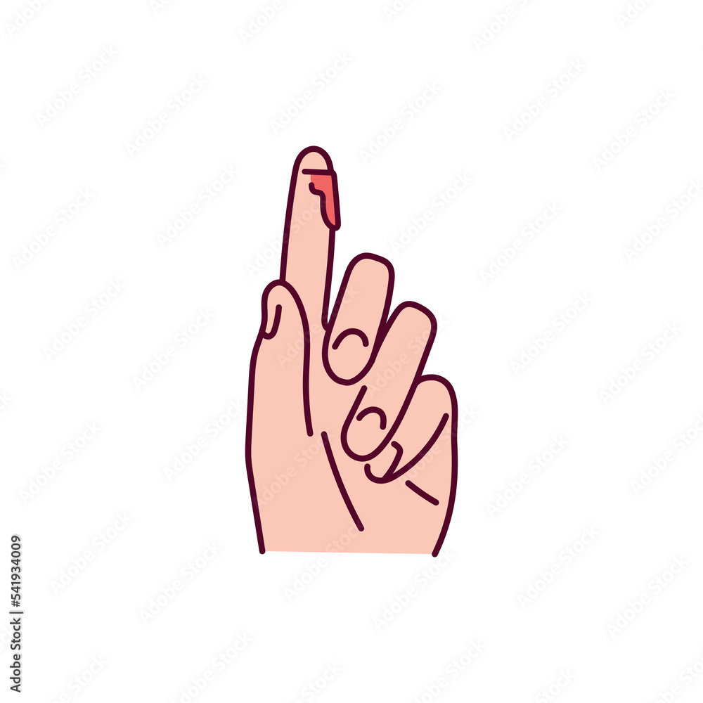 Blood from the finger color line icon. Injuries concept. Blood from the finger color line icon. Injuries concept.