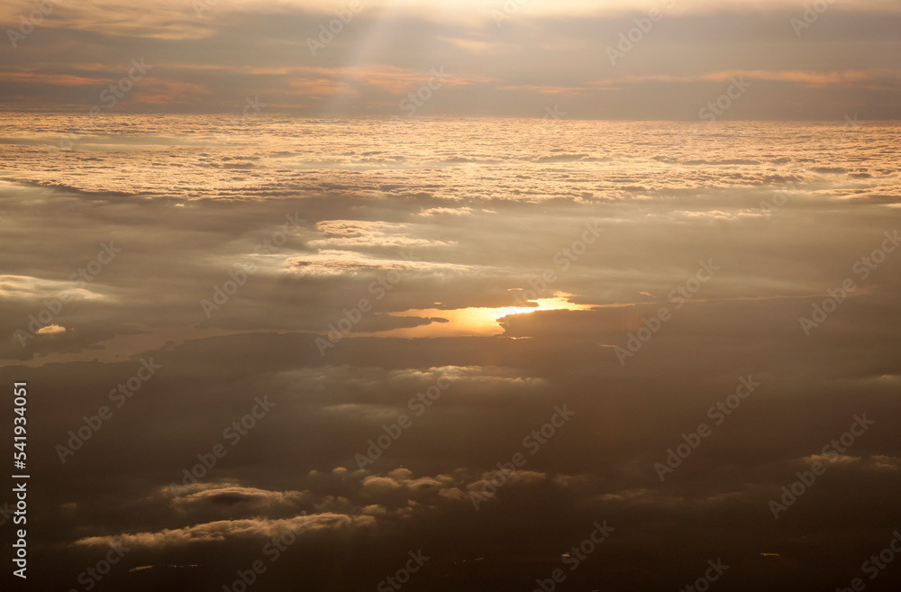 Sunset Above Clouds Aerial View