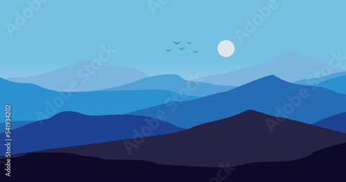 blue gradient lined mountain nature background © adi