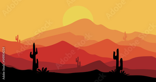 red gradient cactus mountains nature background