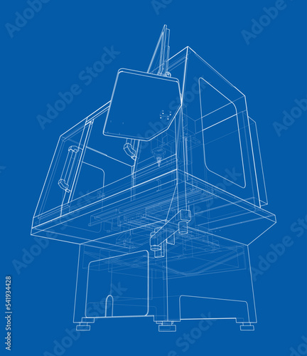 Metalworking CNC milling machine. Vector