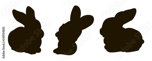 Vector drawing. Black and white image of a rabbit. Symbol of the year, stamp, flat image.