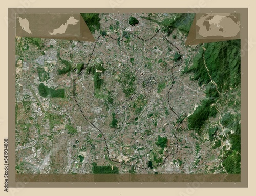 Kuala Lumpur, Malaysia. High-res satellite. Major cities