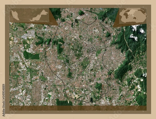 Photography Kuala Lumpur, Malaysia. Low-res satellite. Major cities