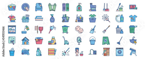 
Collection of icons related to Cleaning and hygiene, including icons like Brush, bucket, Broom and more. vector illustrations, Pixel Perfect set