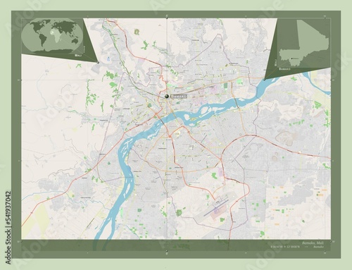 Bamako, Mali. OSM. Labelled points of cities