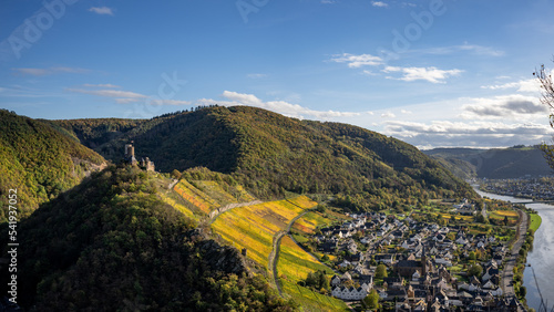 Blick über Alken an der Mosel und Burg Thurant