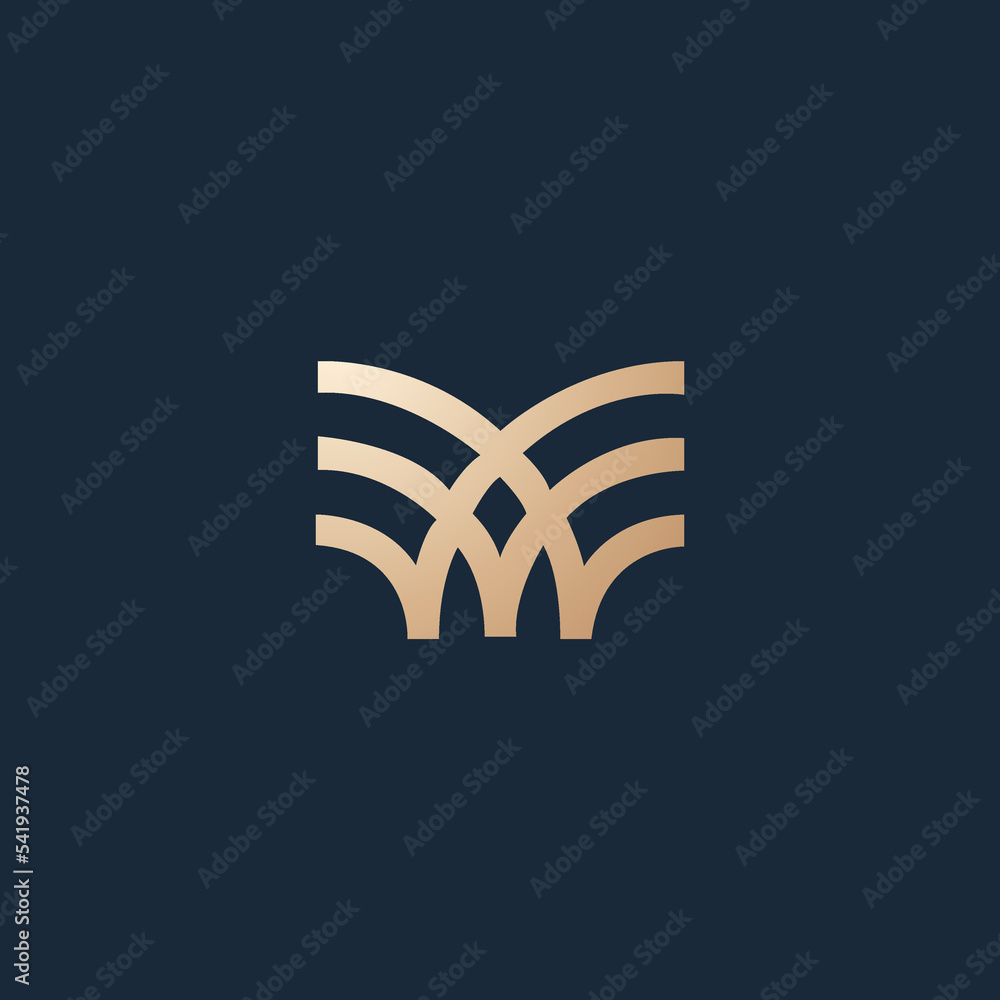 Universal linear logo design. Creative bull horns sign. Luxury letter w ...