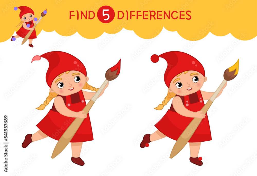 Vetor de Find differences. Educational game for children. Cartoon ...