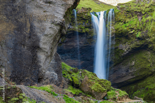 Landscape of Kvernufoss Waterfall  Iceland 