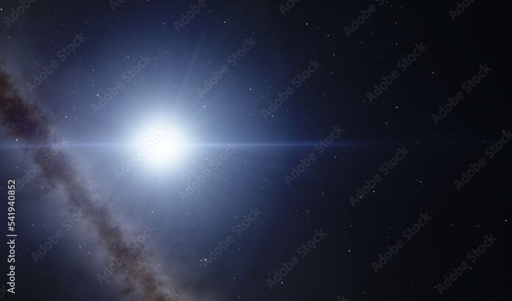 Sirius star and nebula 3d illustration background