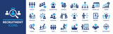 Recruitment icon set. Headhunting, career, resume, job hiring, candidate and human resource icons. Solid icon collection.