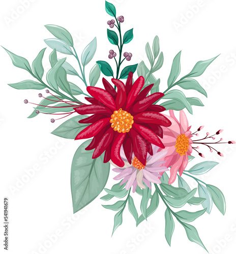 Red Watercolor Flower Arrangement