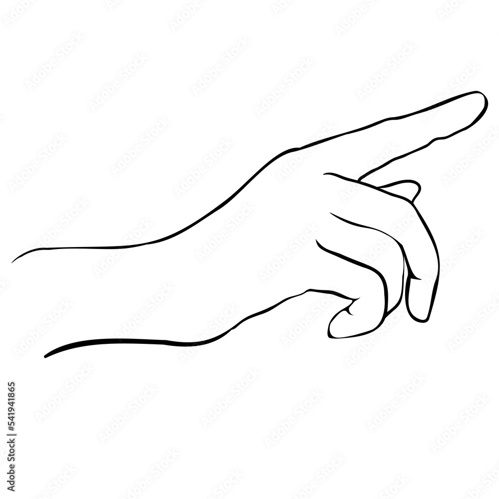 Hand gesture of finger pointing. Vector illustration in outline style. Vector illustration Hand gesture of finger pointing. Vector illustration in outline style. Vector illustration