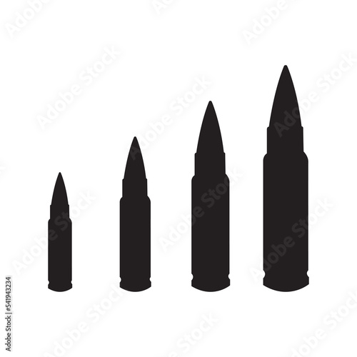 Set of bullets vector icon, cartridge caliber symbol
