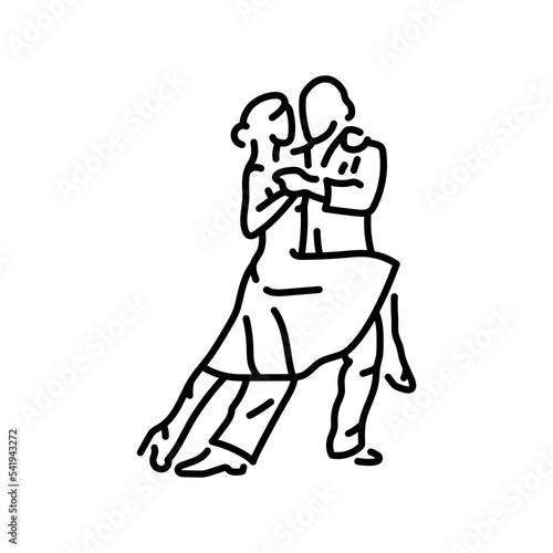 Couple dancing tango color line icon. Pictogram for web page