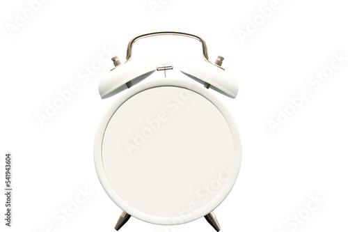 white retro alarm clock with blank face