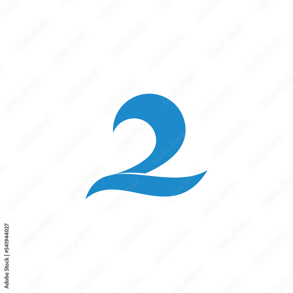 number two linked waves simple logo vector number two linked waves simple logo vector