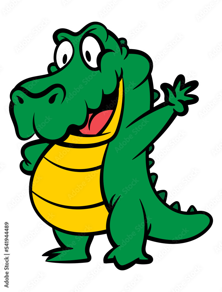 Obraz premium Cartoon illustration of Big Alligator smile and greeting, best for sticker, logo, and mascot with predator animals themes for kids