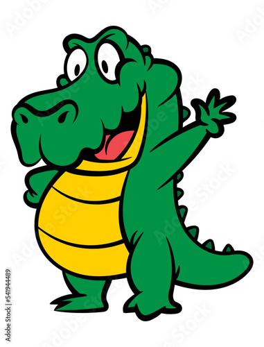 Cartoon illustration of Big Alligator smile and greeting, best for sticker, logo, and mascot with predator animals themes for kids