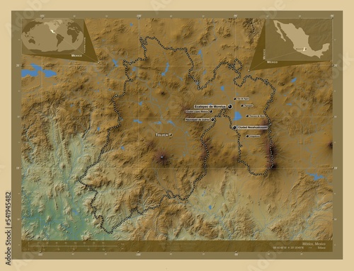 Mexico, Mexico. Physical. Labelled points of cities photo