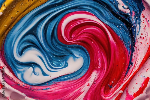 3D rendered computer generated image of oil paint splatters. Colorful, vibrant, messy colors with liquid swirls and implied whirlpool motion