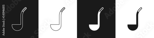 Set Kitchen ladle icon isolated on black and white background. Cooking utensil. Cutlery spoon sign. Vector