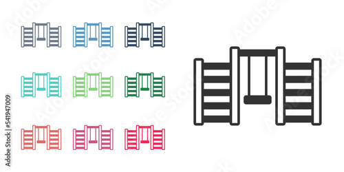 Black Wooden Swedish wall icon isolated on white background. Swedish stairs. Set icons colorful. Vector