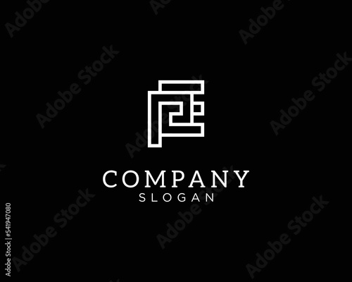 modern and minimalist EP or PE logo. E and P initial monogram.