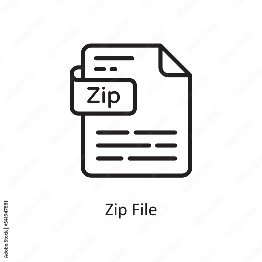 Zip File Vector Outline Icon Design illustration. Cloud Computing Symbol on White background EPS 10 File Zip File Vector Outline Icon Design illustration. Cloud Computing Symbol on White background EPS 10 File