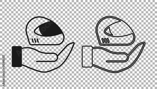 Black Racing helmet icon isolated on transparent background. Extreme sport. Sport equipment. Vector