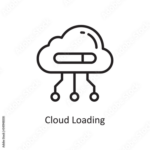 Cloud Loading Vector Outline Icon Design illustration. Cloud Computing Symbol on White background EPS 10 File