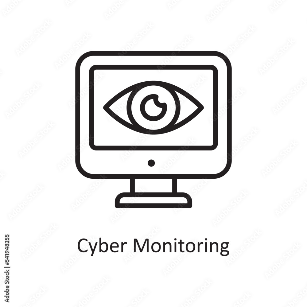 Cyber Monitoring Vector Outline Icon Design illustration. Cloud Computing Symbol on White background EPS 10 File Cyber Monitoring Vector Outline Icon Design illustration. Cloud Computing Symbol on White background EPS 10 File