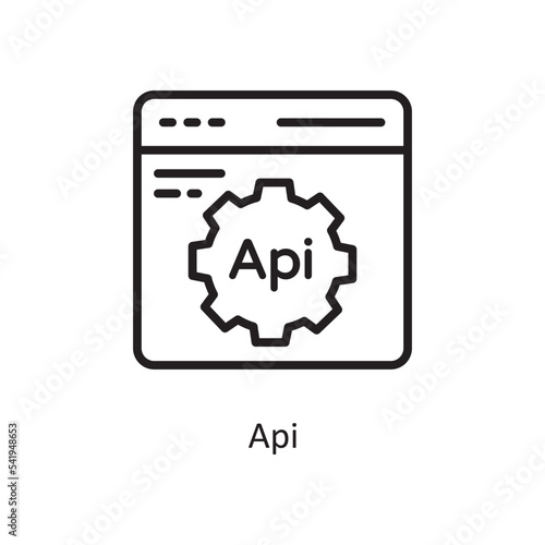 API Vector Outline Icon Design illustration. Cloud Computing Symbol on White background EPS 10 File