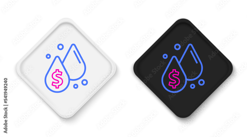 Line Oil drop with dollar symbol icon isolated on white background. Oil price. Oil and petroleum industry. Colorful outline concept. Vector Line Oil drop with dollar symbol icon isolated on white background. Oil price. Oil and petroleum industry. Colorful outline concept. Vector