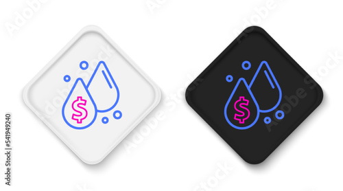 Line Oil drop with dollar symbol icon isolated on white background. Oil price. Oil and petroleum industry. Colorful outline concept. Vector