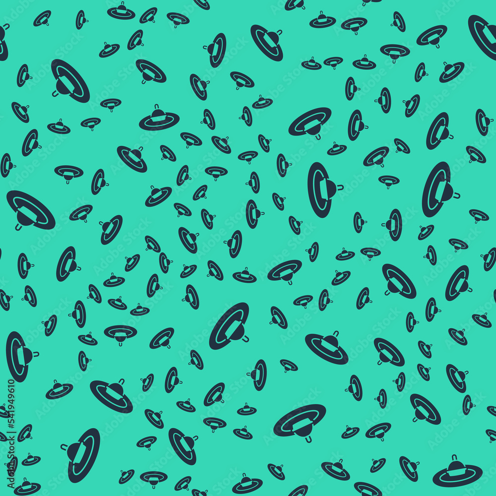 Black Fishing float in water icon isolated seamless pattern on green background. Fishing tackle. Vector