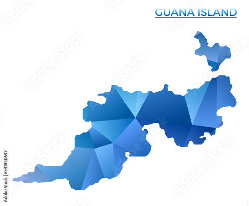 Vector polygonal Guana Island map. Vibrant geometric island in low poly style. Beautiful illustration for your infographics. Technology, internet, network concept.