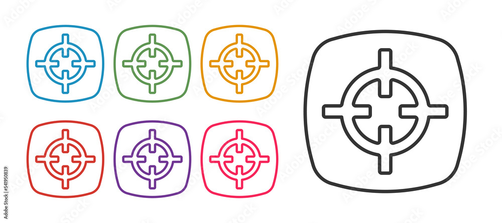 Set line Target sport icon isolated on white background. Clean target with numbers for shooting range or shooting. Set icons colorful. Vector Set line Target sport icon isolated on white background. Clean target with numbers for shooting range or shooting. Set icons colorful. Vector