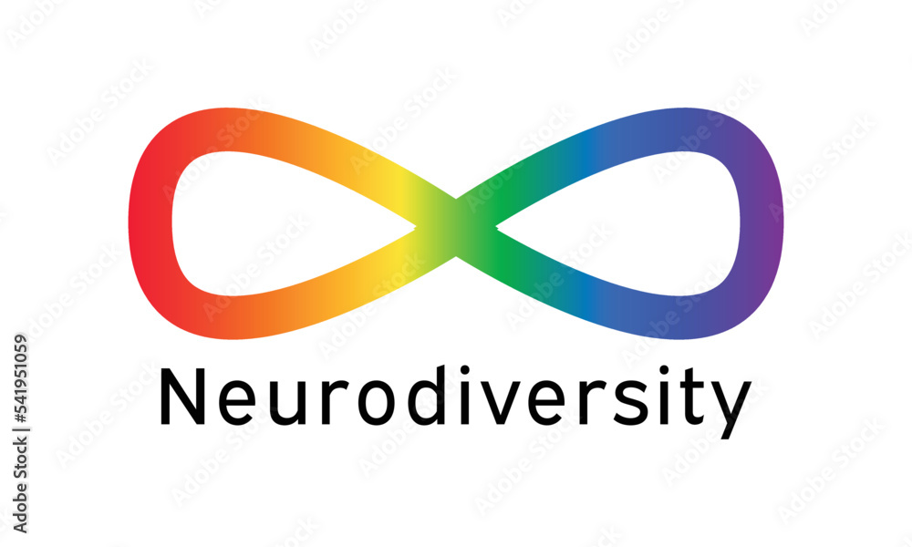 Neurodiversity Symbol Icon Vector Rainbow Gradient Infinity Sign 