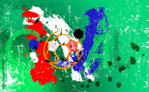 soccer or football illustration for the great soccer event, with paint strokes and splashes, netherlands national color