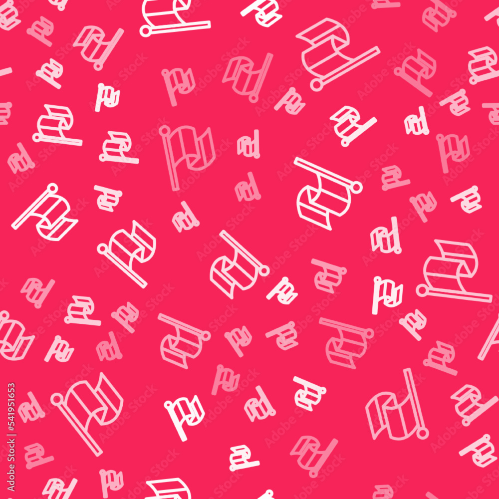 White line Flag Italy icon isolated seamless pattern on red background. Vector White line Flag Italy icon isolated seamless pattern on red background. Vector
