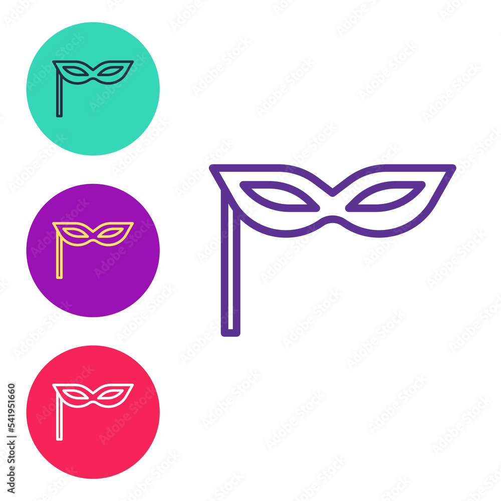 Set line Carnival mask icon isolated on white background. Masquerade party mask. Set icons colorful. Vector Set line Carnival mask icon isolated on white background. Masquerade party mask. Set icons colorful. Vector