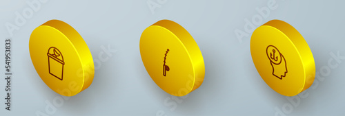 Free Download Set Isometric line Fishing bucket with fish, rod and Fisherman icon. Vector - GFXLoad