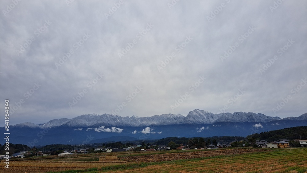 雪山と曇り